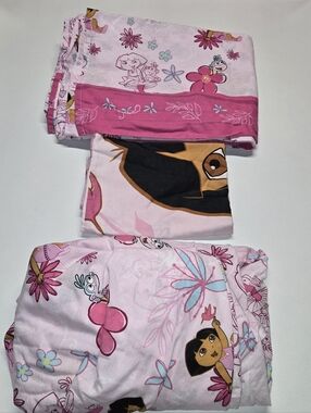 Y2k 08  Dora The Explorer Twin Bedding Flat & Fitted Sheet Pillow Case
